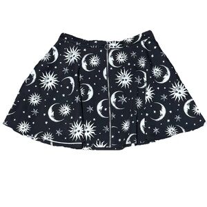 Hot Topic Celestial Skater Skirt 🌙 Sun Moon Stars Gothic Alt Y2K Sz 0